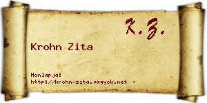 Krohn Zita névjegykártya